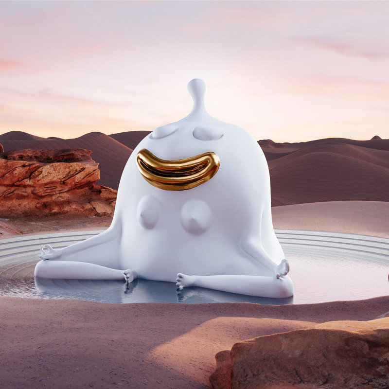 Haas Meditator Incense Holder - White + Gold