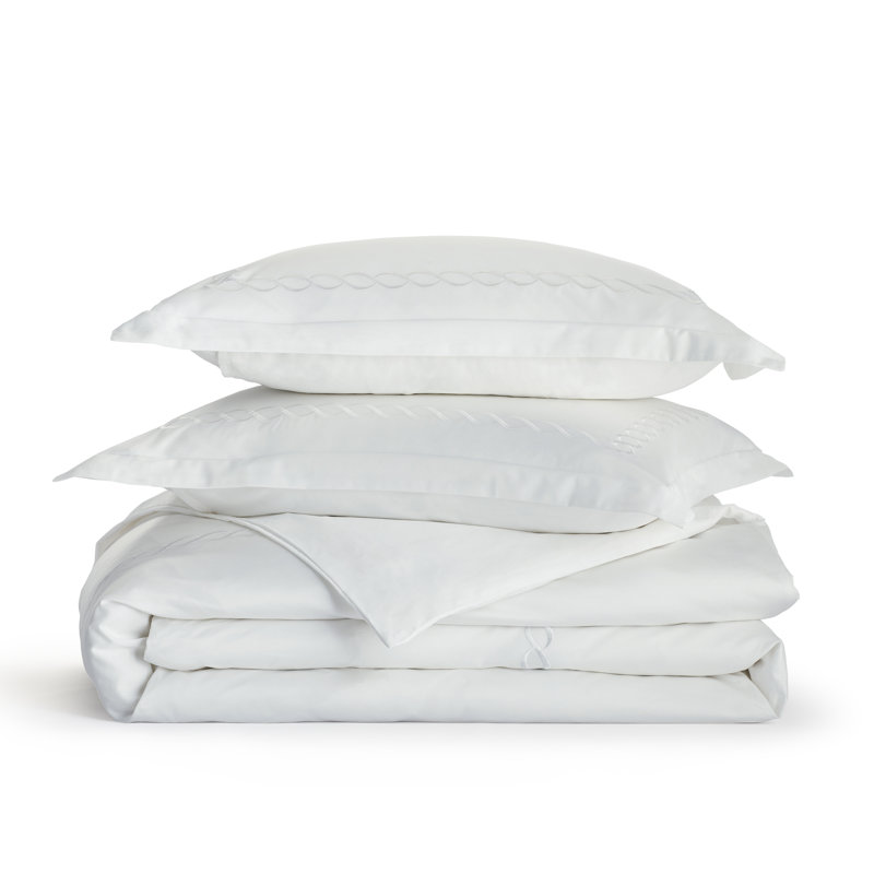 Avellana Modern & Contemporary Sateen Duvet Cover, Queen Duvet Cover + 2 Shams, White