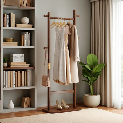 Coat Racks Solid Wood Hanger 23.6* 11*64.1In Solid Environmental Protection Easy To Assemble Beautiful Can Be Placed In The Bedroom/Entrance