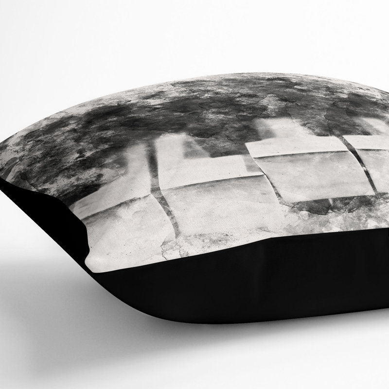 Broken Piano Keys Abstract Cushion with Filling, 40cm H x 40cm W x 15cm D, Black