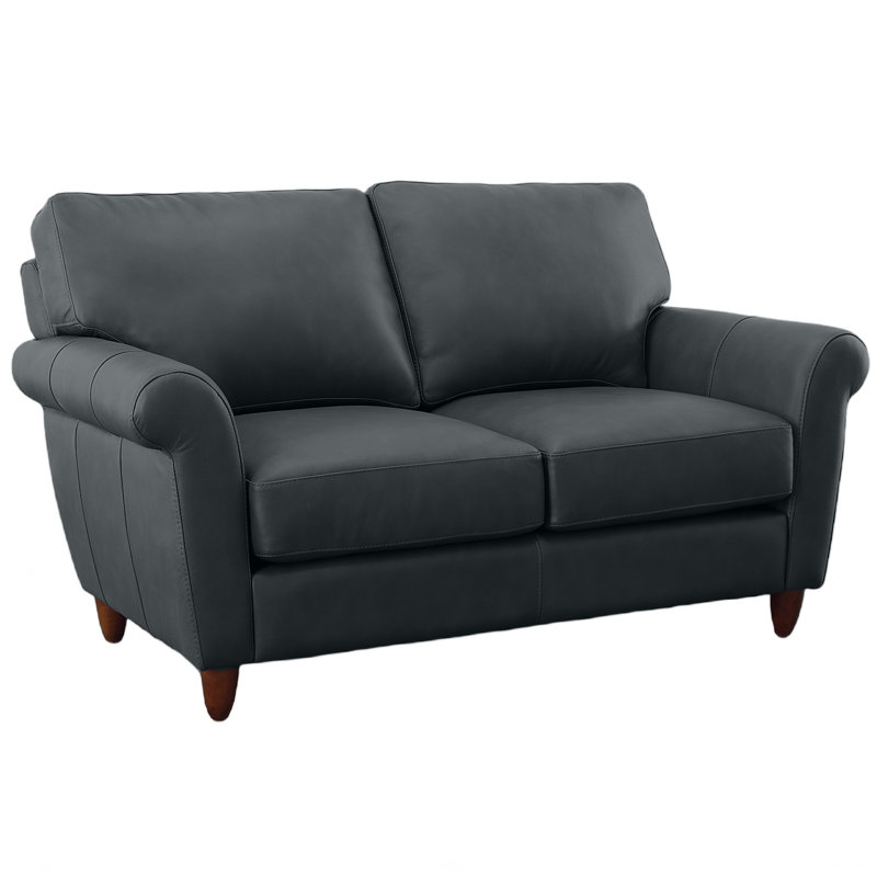 Causeuse en cuir véritable Cherish, Bleu