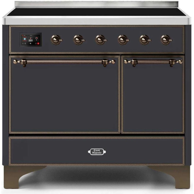 ILVE Majestic II Series 40 inch Induction Range with 6 Induction Elements (Glass Door), Matte Graphite/Bronze