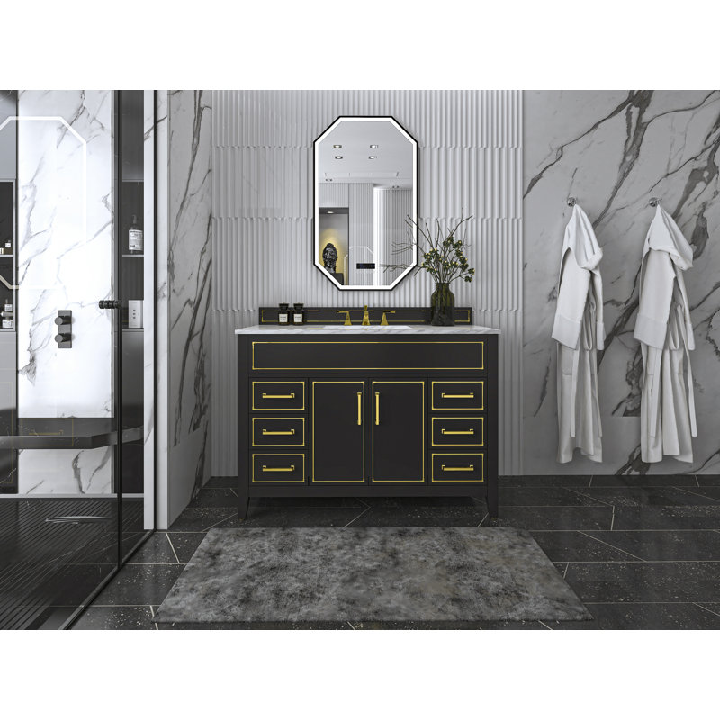 Aspen 48'' W Vanity, Black Onyx, Gold