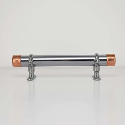 Chrome Bar Handle With Brackets (Thick-Bodied)