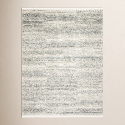 Wyly Light Gray Handmade Shag Wool Rug