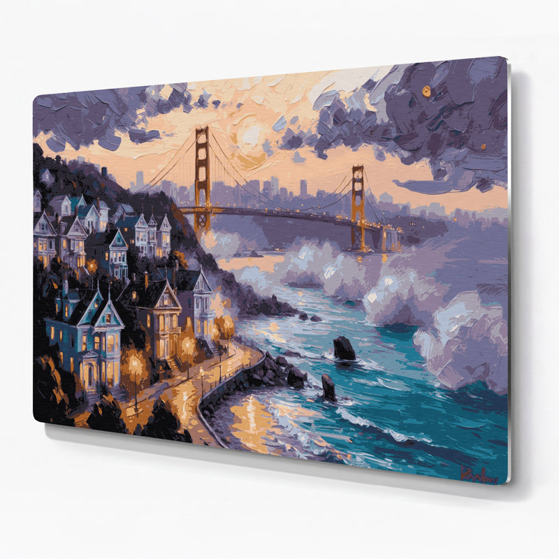 Art mural mauve en villes, San Francisco CA, H 11 po x l 14 po