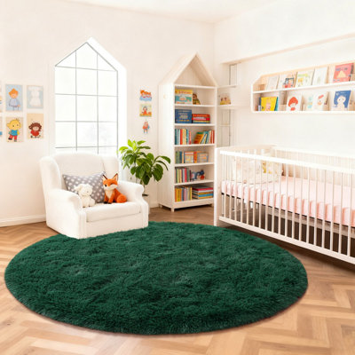 Tapis uni vert foncé moelleux pour salon chambre à coucher chambre d'enfant chambre d'enfant