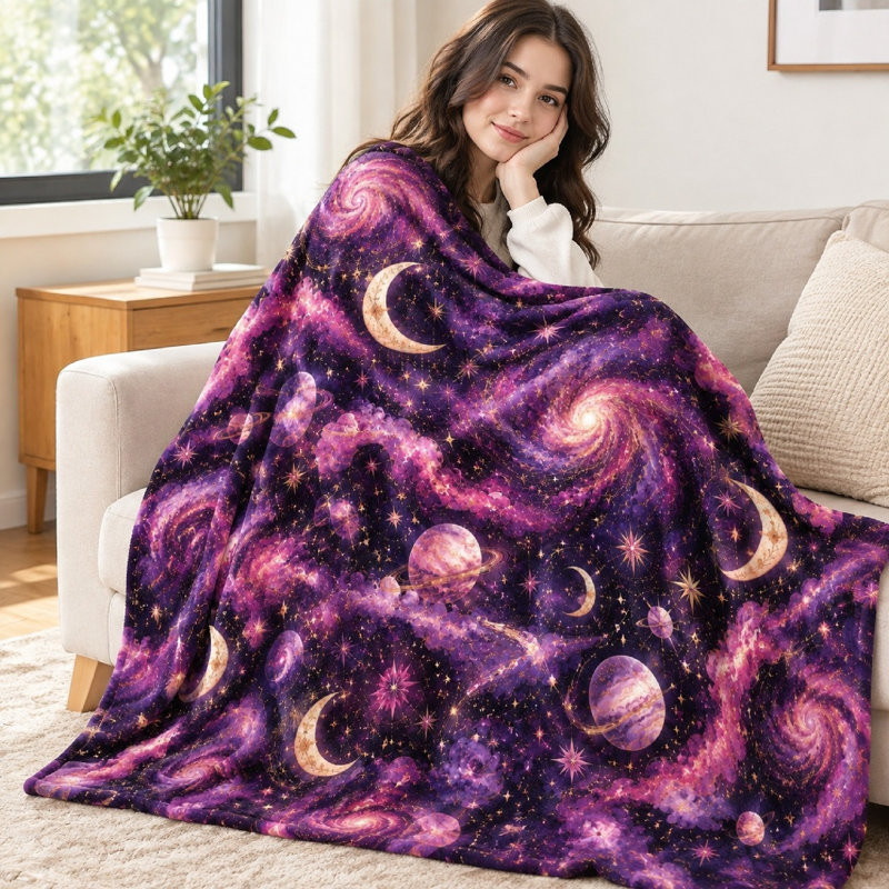 1Pcs Galaxy Print Flannel Blanket – Vibrant Cosmic Swirls and Planets Design;Soft Cozy FeelMachine WashablePerfect for Home Decor, Sofa, Couch, BedGreat All SeasonsAdds a Touch of Whimsy to Your Living Space. Bedding and sofa items