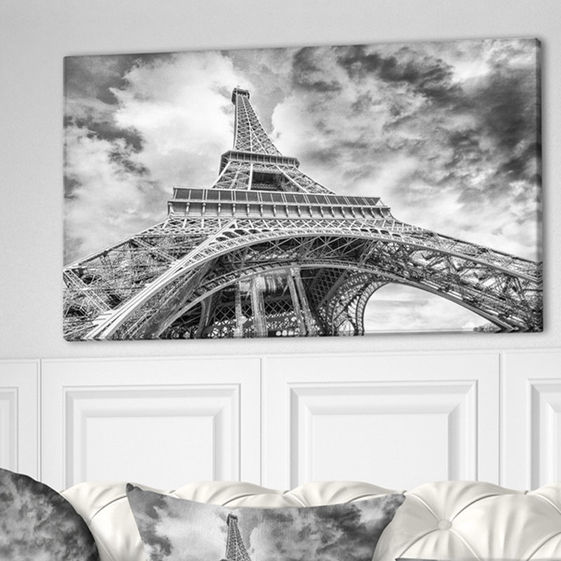 Black and White Paris Eiffel Tower Canvas Print, 12" x 20"