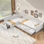 Lit de jour double rembourré en L avec couchette et tiroir en L, beige