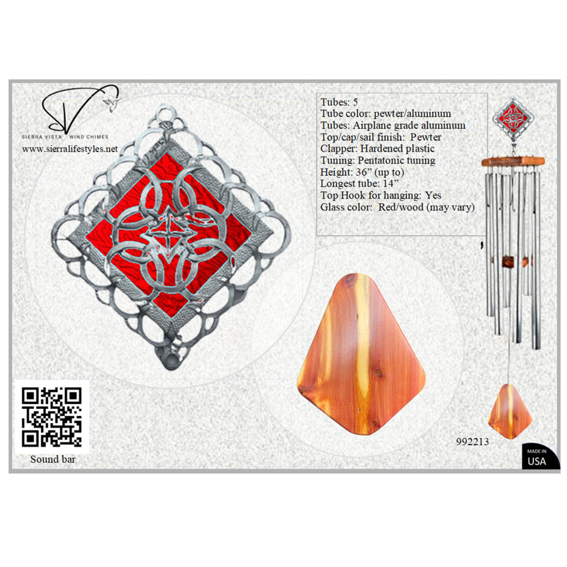 Croissant teint 36 po - Tube - Bois, Rouge / argenté