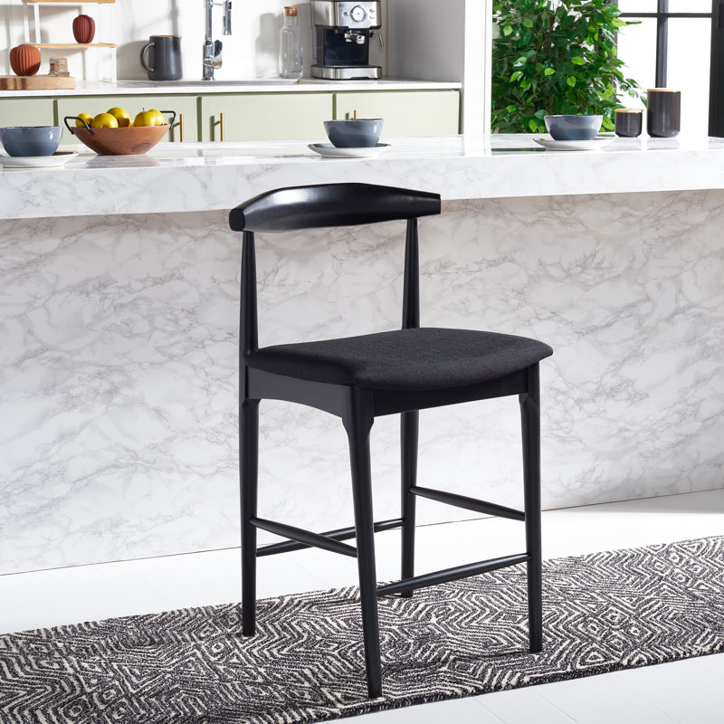Tabouret de bar / de comptoir Hank, Noir, Noir, Tabouret de comptoir (siège d'une hauteur de 25,6