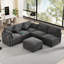 Canapé modulaire en forme de U avec ports USB pour repose-pieds mobile et coussins décoratifs pour un salon confortable et polyvalent-123107759