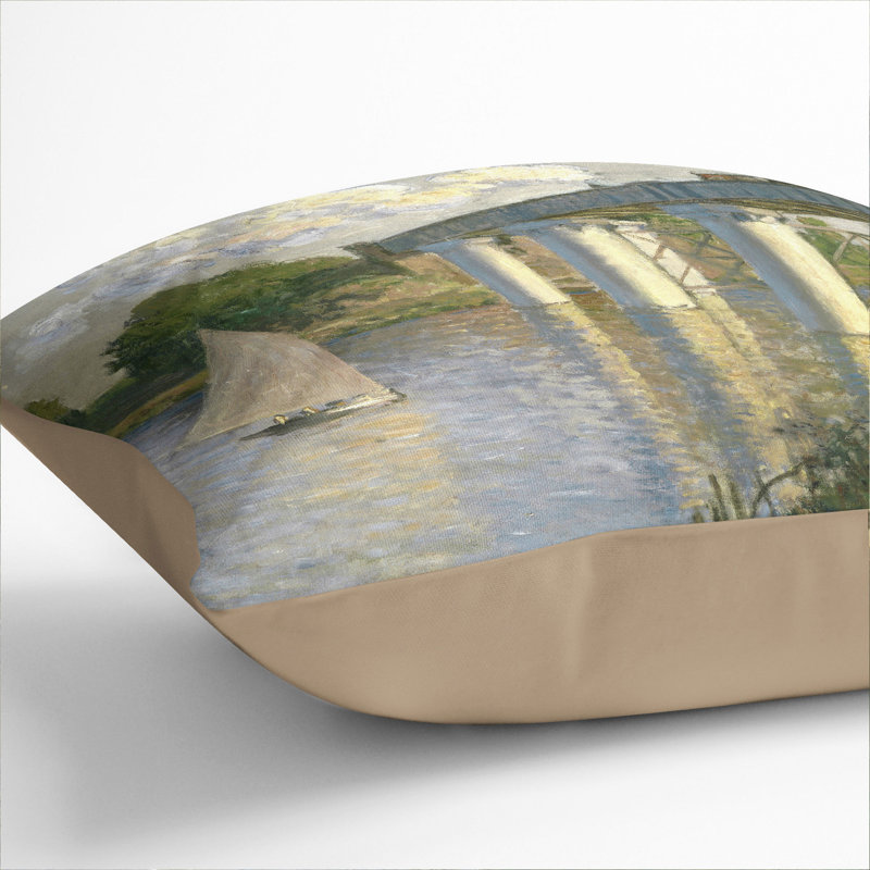 Railroad Bridge, Argenteuil Square Throw Cushion, Stone, 40cm H x 40cm W x 15cm D