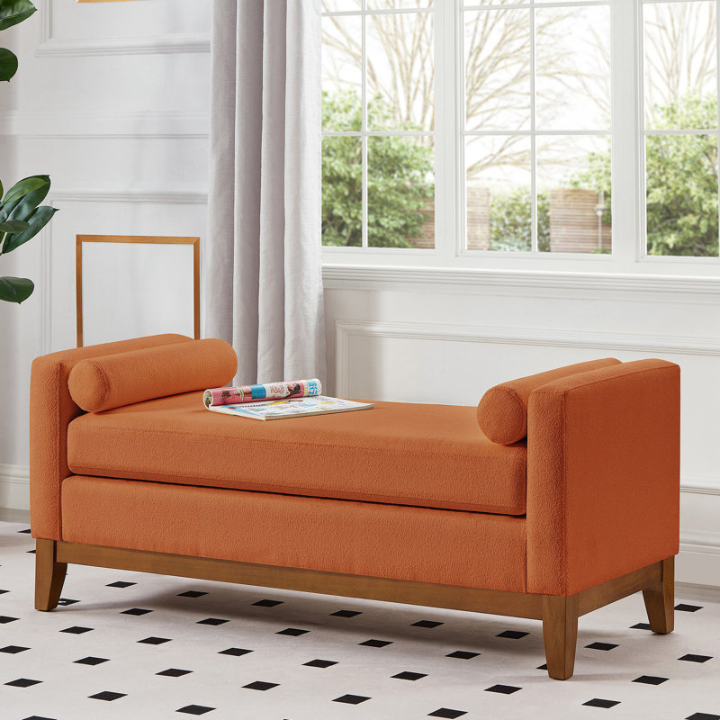Repose-pieds rembourré en tissu Boucle, Orange
