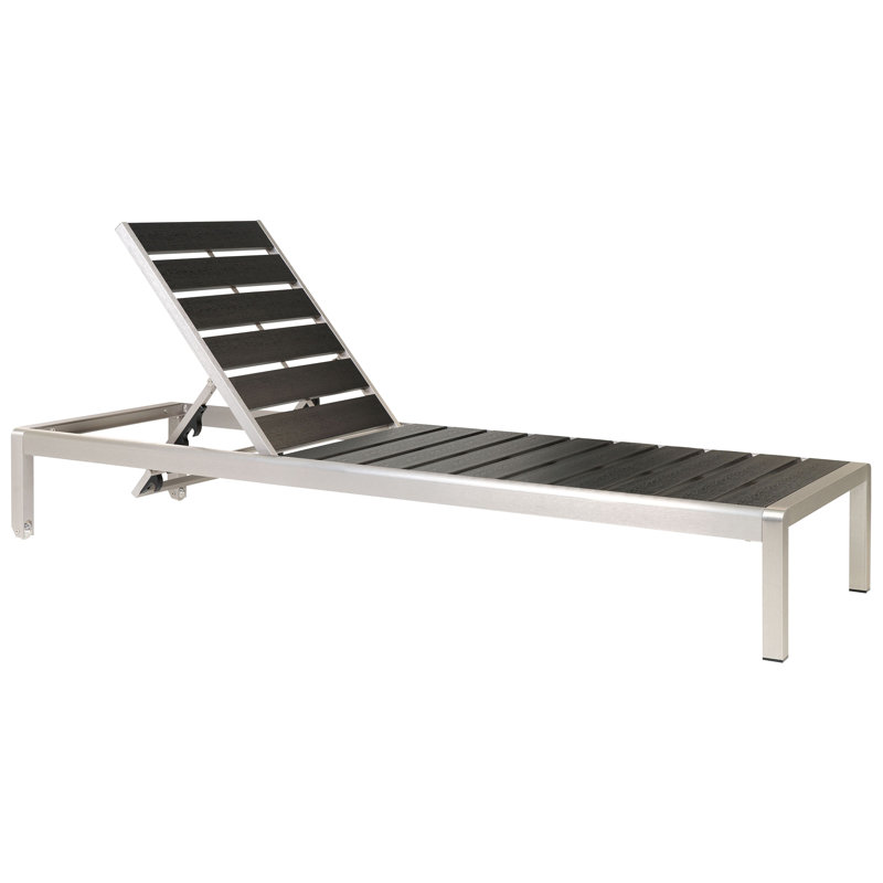 198cm Long Reclining Single Chaise, Silver/Black