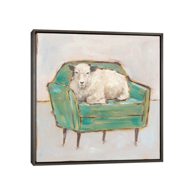 Créature confort IV par Ethan Harper - reproduction d'art, H 37 po x l 37 po x P 1,5 po, Toile avec cadre gris, Pas de tapis