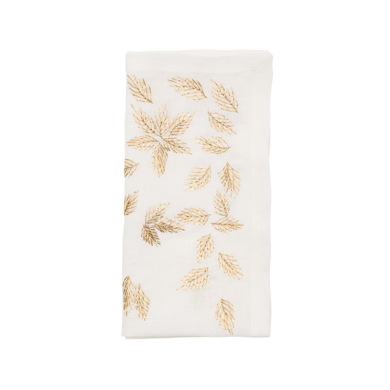 Gilded Breeze Napkin, White/Gold