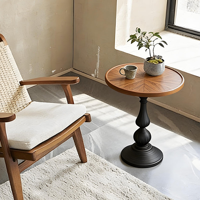 Table basse en bois 20 po avec pieds en métal, table d'appoint rétro pour salon, chambre à coucher, maison de campagne 20 po