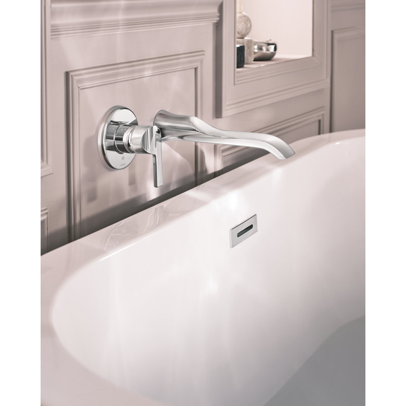 Doux Single Handle Wall Mount Tub Filler High Flow Tub Faucet With 10" Spout Reach, Matte Black