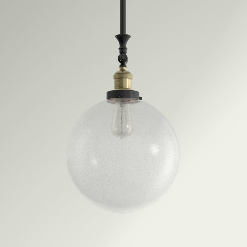 Luminaire suspendu sphère 1 lumière Clermont, DEL, Grainé, Laiton antique noir