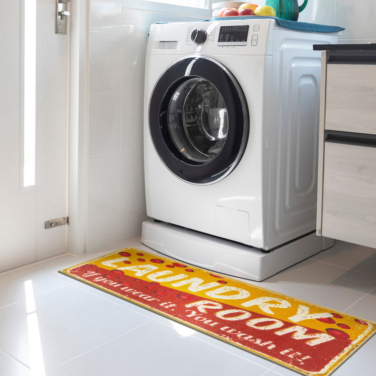 Non-Slip Rubberback Red/Yellow Laundry Room Runner Rug