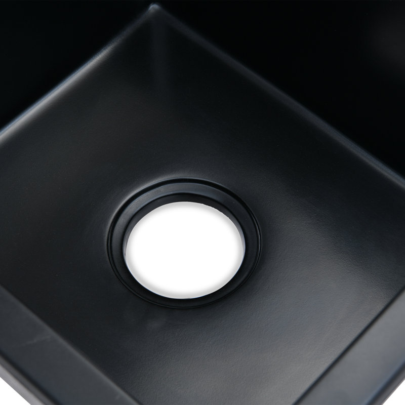 18.11'' L Single Bowl Quartz Kitchen Sink, Black