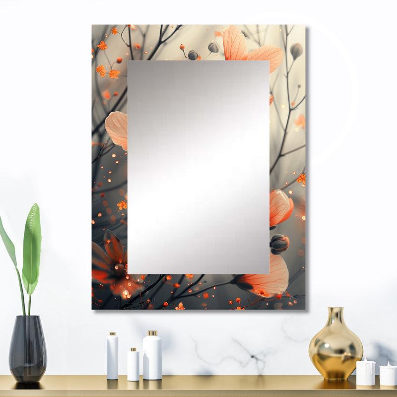 Miroir mural orange et orange, 32 po x 24 po