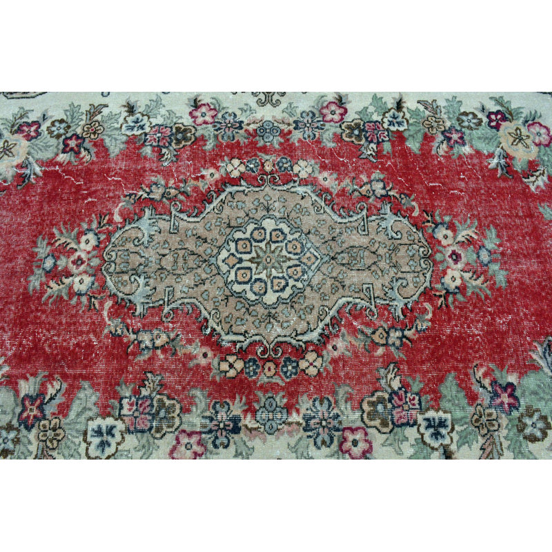 Tapis turc rétro vintage dans des tons rouges et bruns élégants pour une décoration intérieure élégante brun / rouge