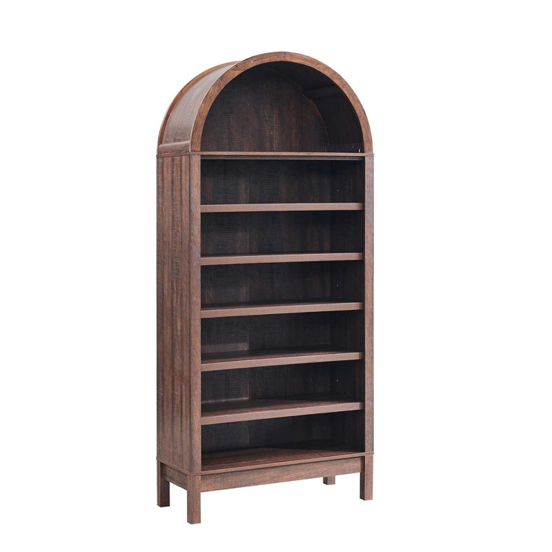 71" Tall Arched Bookcase with Adjustable Shelves, Narrow Wooden Bookshelf, 7 Tier Freestanding Storage Display Shelf for Living Room, Bedroom, Entryway