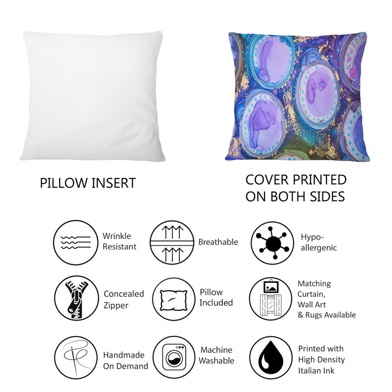 Coussin décoratif mauve et abstrait abstrait mauve et bleu 12 po x 20 po