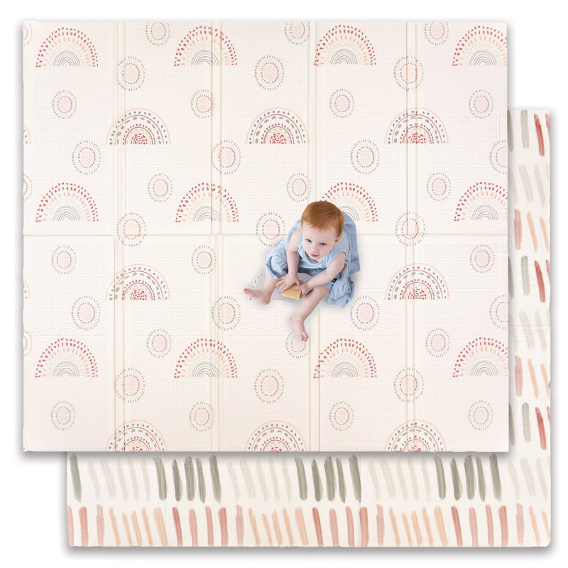 JumpOff Jo Baby Play Mat - Extra Large Folding Foam Play Mat for Infants, Babies, Toddlers, Waterproof, Double-sided (77" x 70") - Rainbow Dash
