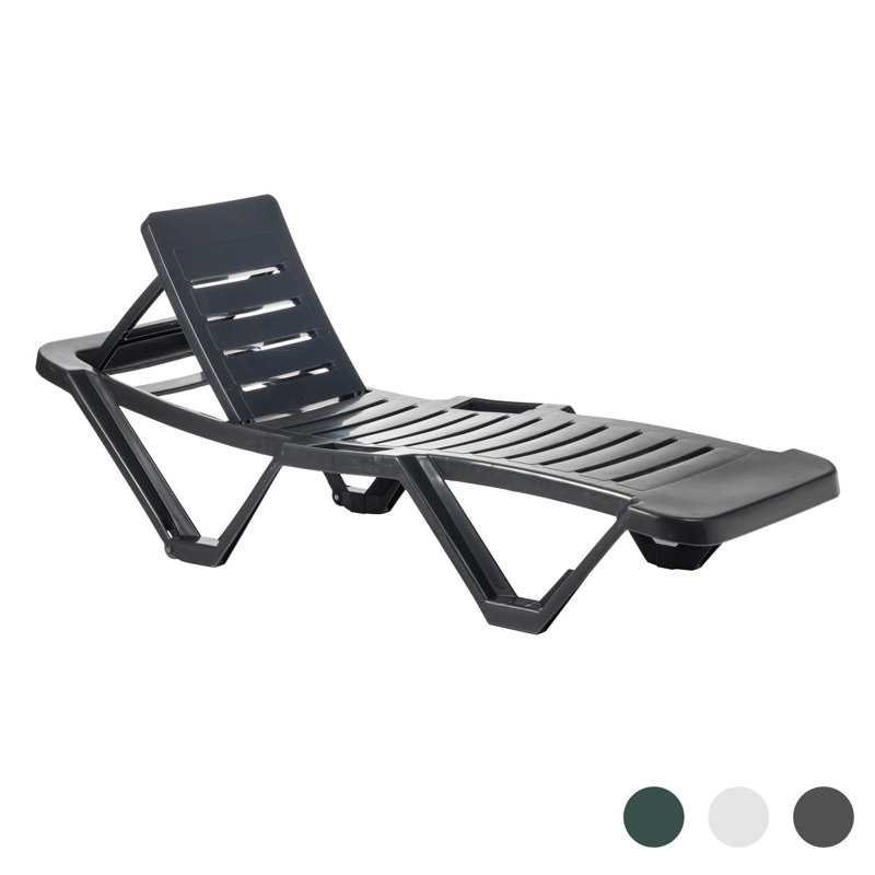 Reclining Sun Lounger with Table, Grey