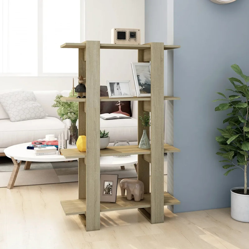 Burnaby 123.5 cm H Etagere Bookcase, 123.5cm H x 80cm W x 30cm D, Sonoma Oak