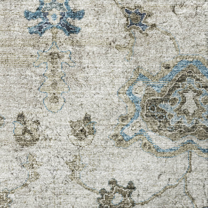 Premium Machine Washable Dream Shag ADS96 Ornate Rug, Blue, 3' x 5'