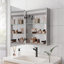 Armoire à pharmacie de salle de bain avec lumières, armoire à pharmacie DEL 28 po x 20 po avec miroir, armoire à pharmacie lumineuse avec désembueur, gradateur, horloge numérique et affichage de la température, montage en surface