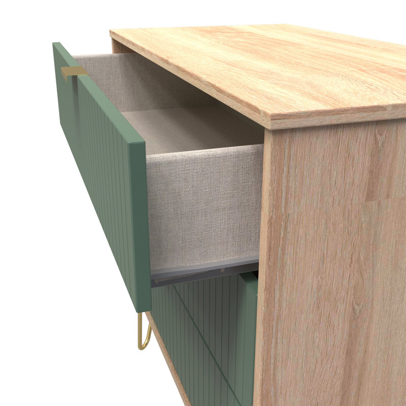 Beranda 3 Drawer Chest (Ready Assembled), Labrador Green/Bardolino Oak