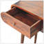 Console en bois massif noyer clair à bord courbé, 2 tiroirs, pieds nordiques, brun foncé-234694877
