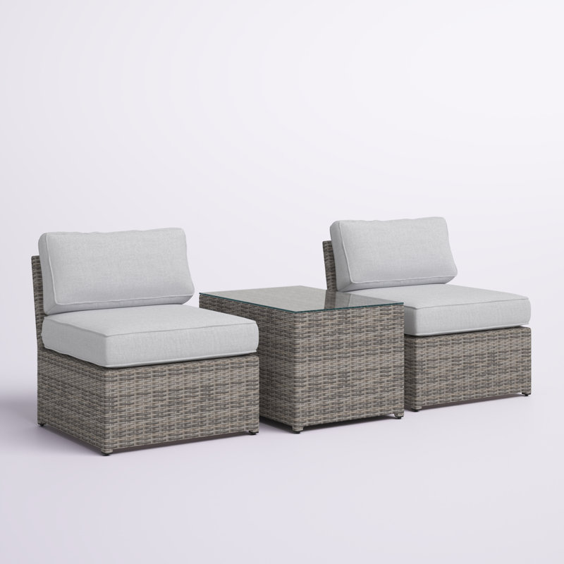 Elodie Wicker Fully Assembled 2 - Person Seating Group with Cushions