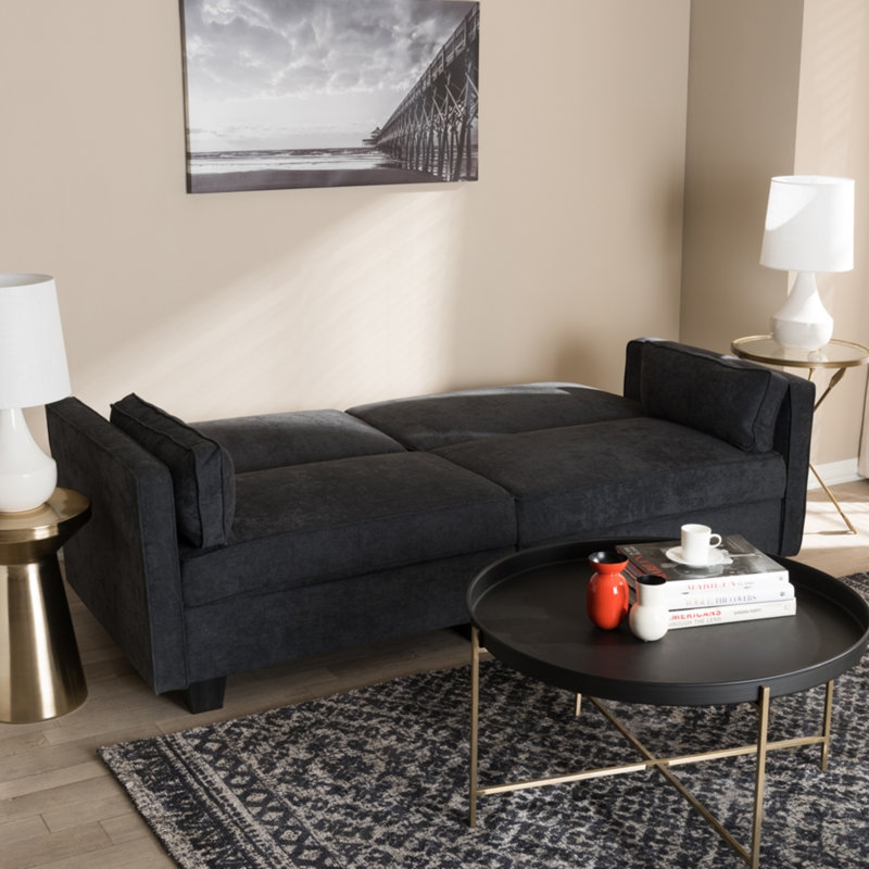 Canapé-lit Austine, Mélange de polyester gris foncé