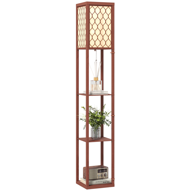 160cm Melamine Faced Column Floor Lamp, Brown