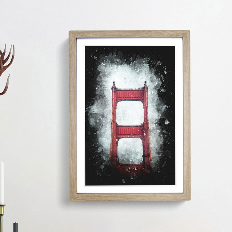 The Top of the Golden Gate Bridge - Framed Print, Oak Framed, 45cm H x 33cm W x 2cm D