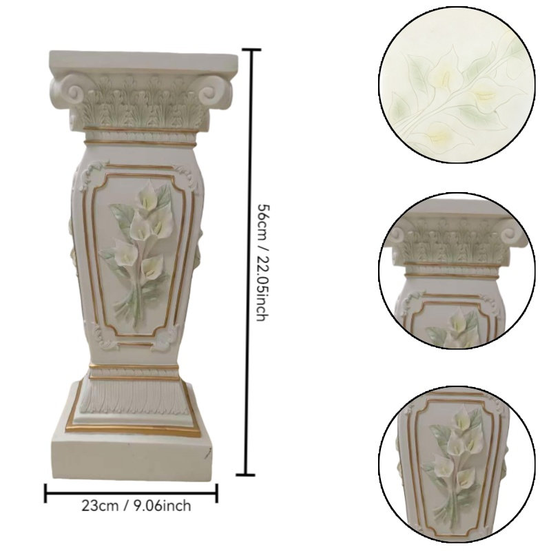 Support à plantes décoratif en résine sur piédestal, L 9,06 po x P 9,06 po x H 22,06 po