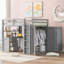 Lit mezzanine simple avec tiroirs, bureau et garde-robe - blanc-512961072-512961073