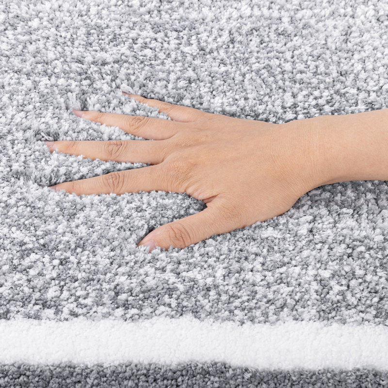 4 Piece Soft Absorbent Microfiber Bath Rug Set with Non-Slip Backing (Set of 4), Light Gray