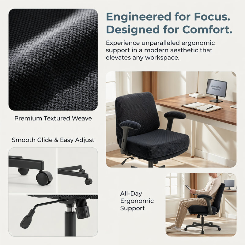 Modern Mid-back Ergonomic Office Chair,Adjustable Criss Cross Desk Chair,300LBS , Black