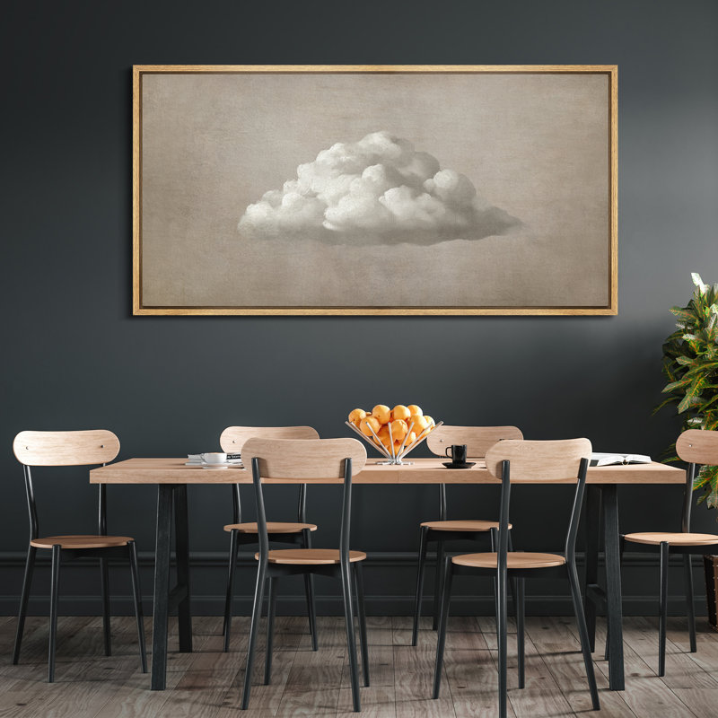 «Greenish Tan Clouds Minimalist Relaxing Calm», impression sur toile encadrée surdimensionnée, H 30 po x l 60 po, Naturel
