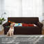 Housse de protection pour canapé extensible avec housse de canapé lavable avec mousse antidérapante et fond élastique pour enfants, chien (grand / chocolat)