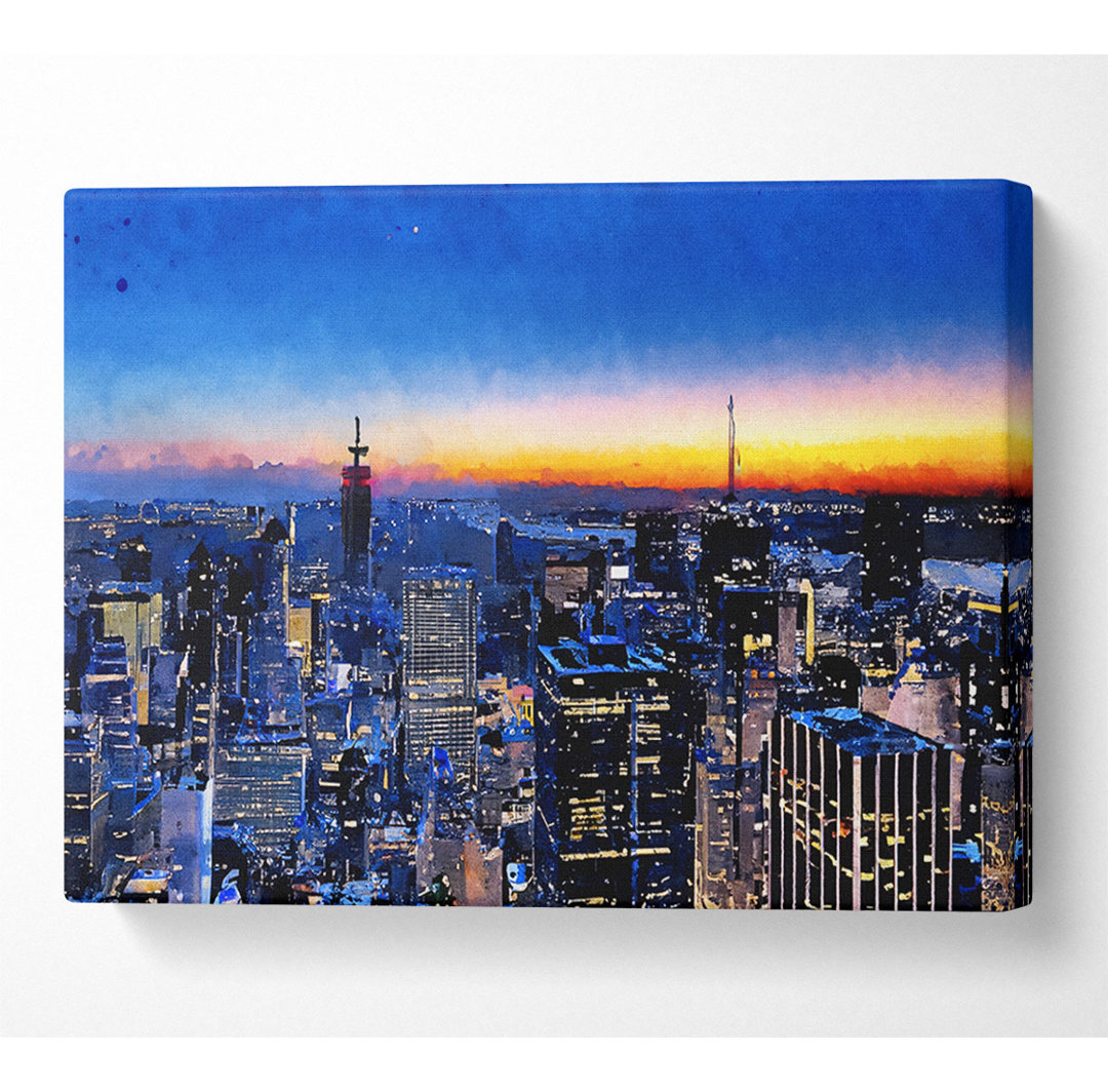 Kunstdruck New York City Golden Horizon auf Leinwand