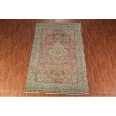 Pink Floral Wool Traditional  Area Rug 6x9